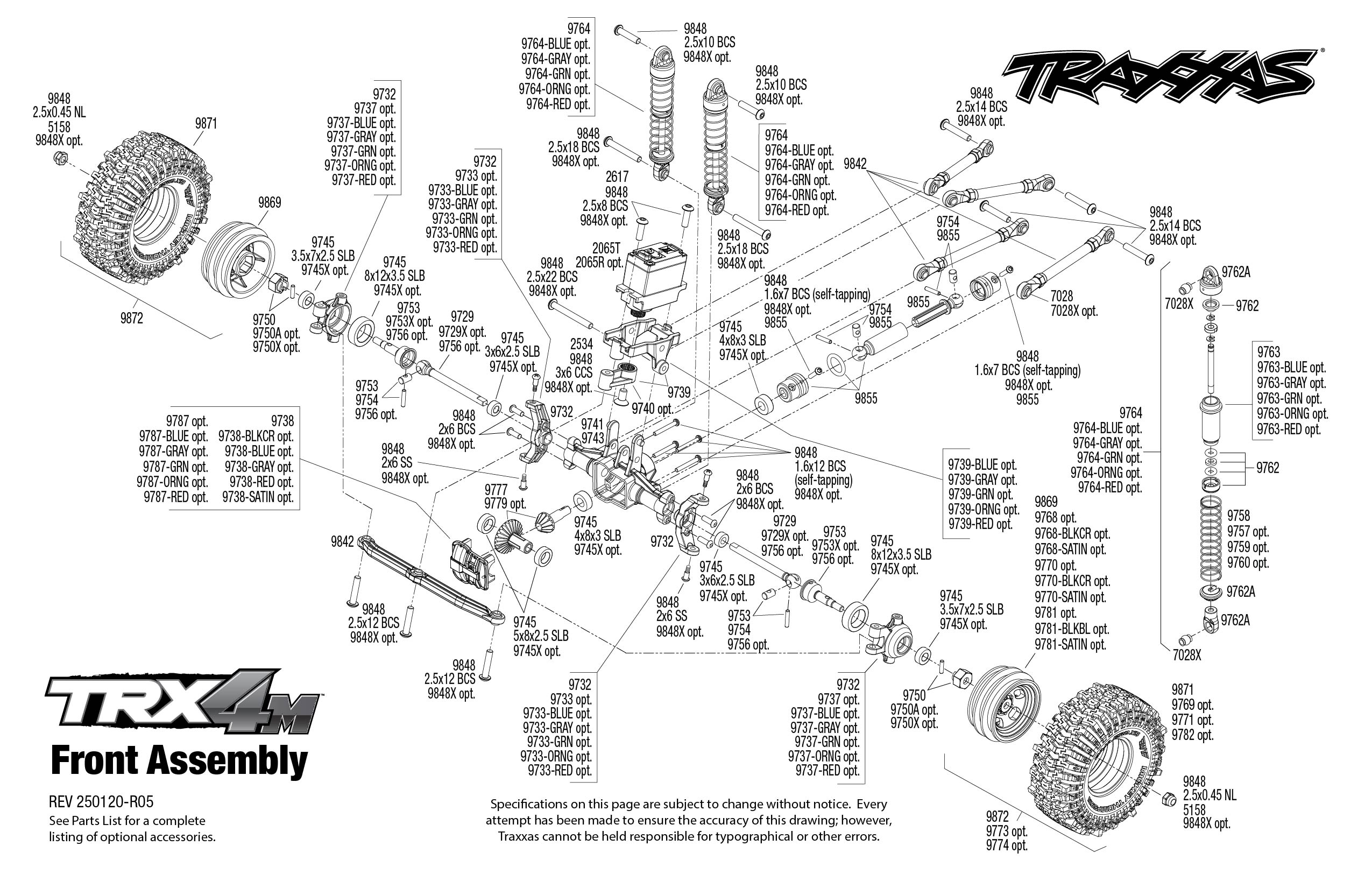 Traxxas TRX-4M Ford F-150 High Trail Edition (97044-1) Front Assembly Exploded View