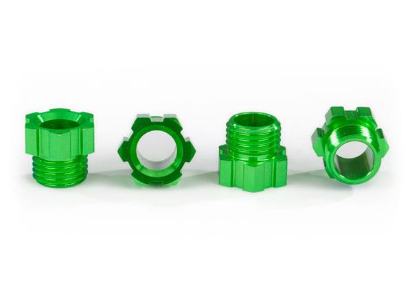 Traxxas Stub Axle Nut Aluminum (Green-Anodized) (4)