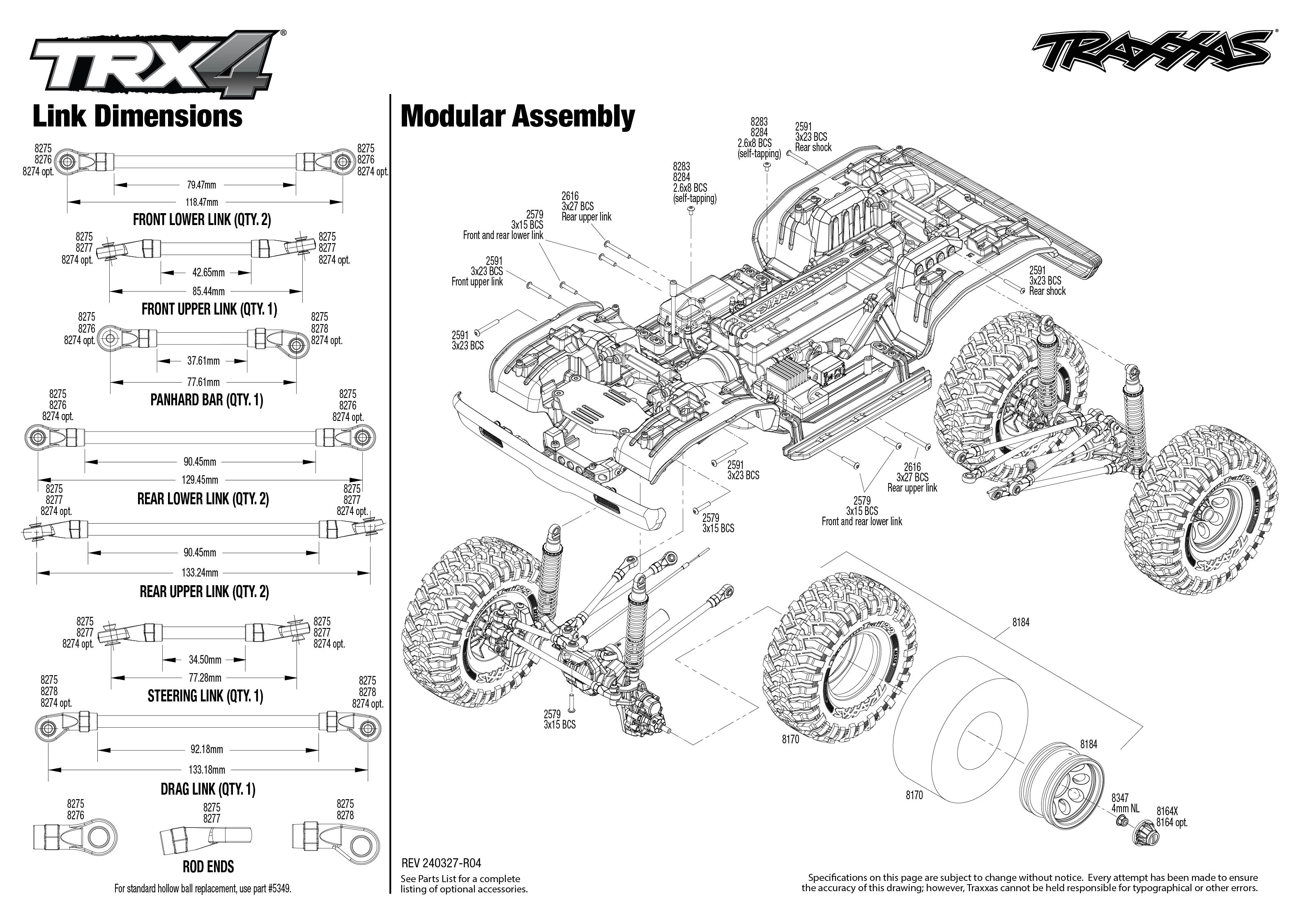 Traxxas TRX-4 1972 Chevrolet K5 Blazer High Trail Edition (92086-4) Modular Assembly Exploded View