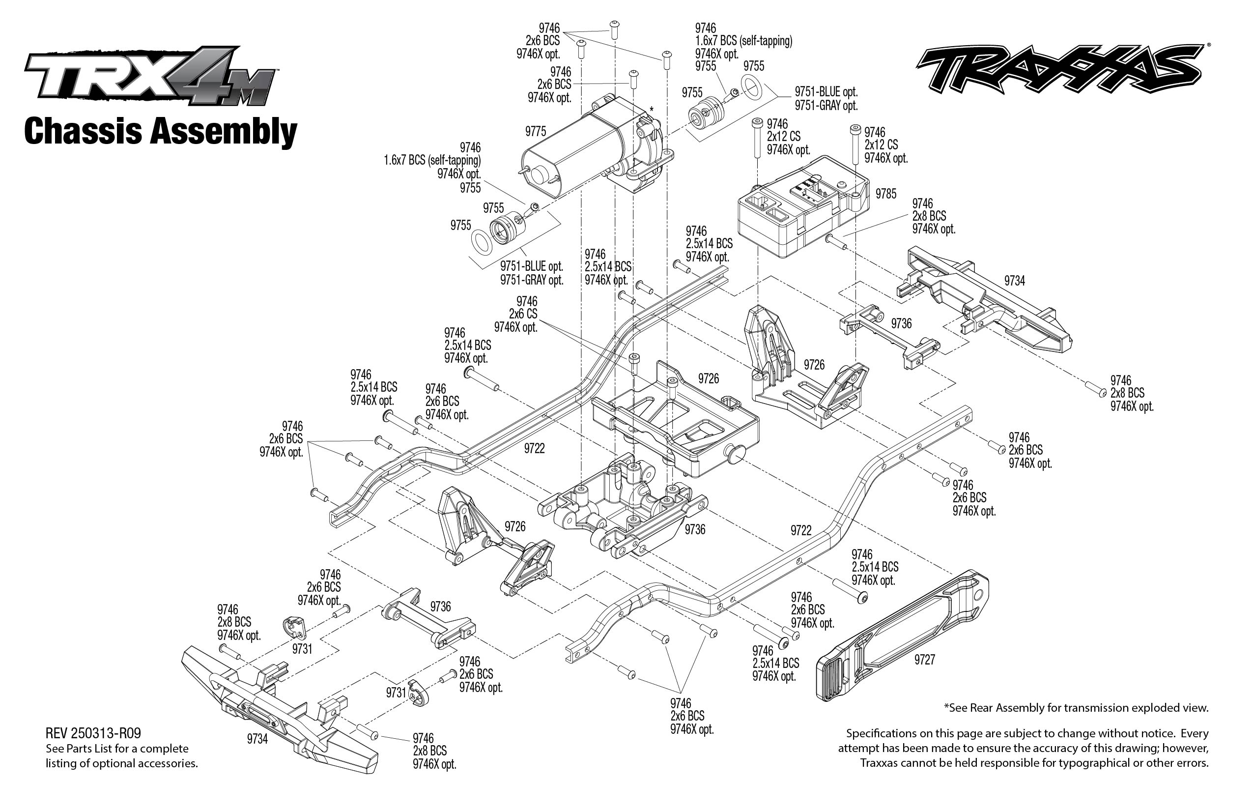 Traxxas TRX-4M Land Rover Defender (97054-1) Chassis Assembly Exploded View