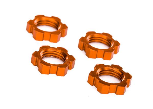Traxxas Wheel nuts splined 17mm serrated (orange-anodized) (4)