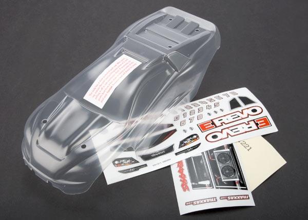 Traxxas Body, 1/16 E-Revo (clear, requires painting)/ grille and lights decal sheet