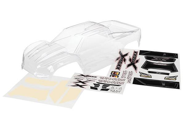 Traxxas Body, X-Maxx® (clear, untrimmed, requires painting)/ window masks/ decal sheet