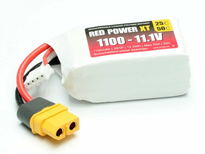 Red Power XT LiPo Accu 11.1 Volt 1100mAh 25C XT60/XH
