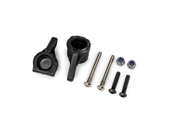 Traxxas  Steering blocks, extreme heavy duty, black (left & right)/ 3x26mm hinge pins (2)/ 3x15mm BCS (2) (for use with #9180, 9181, 9182 upgrade kit)
