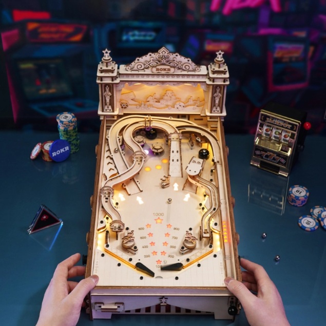 Rokr Pinball Machine 3D Houten Puzzel