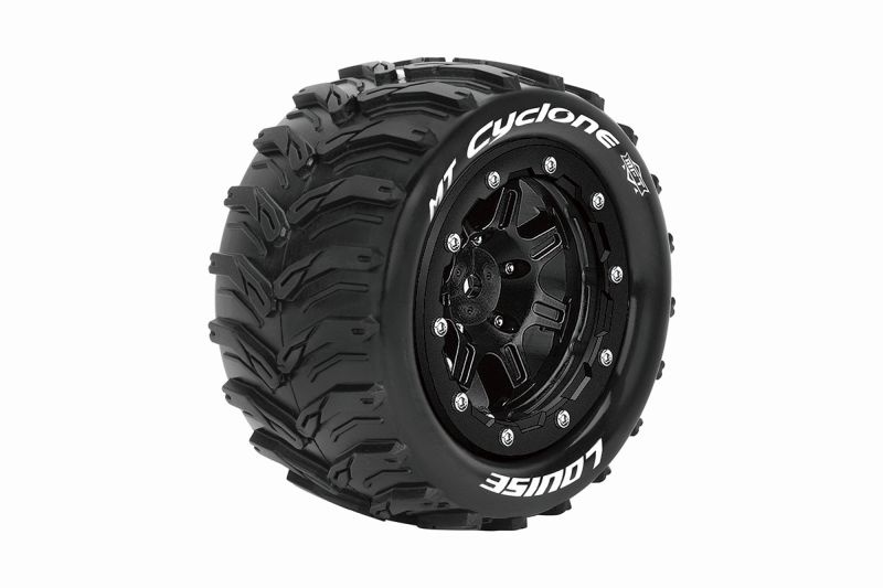 Louise RC MT-Cyclone MFT op 2.8" Velgen Zwart 17mm (1/2-Offset) voor Maxx (2) 1/8