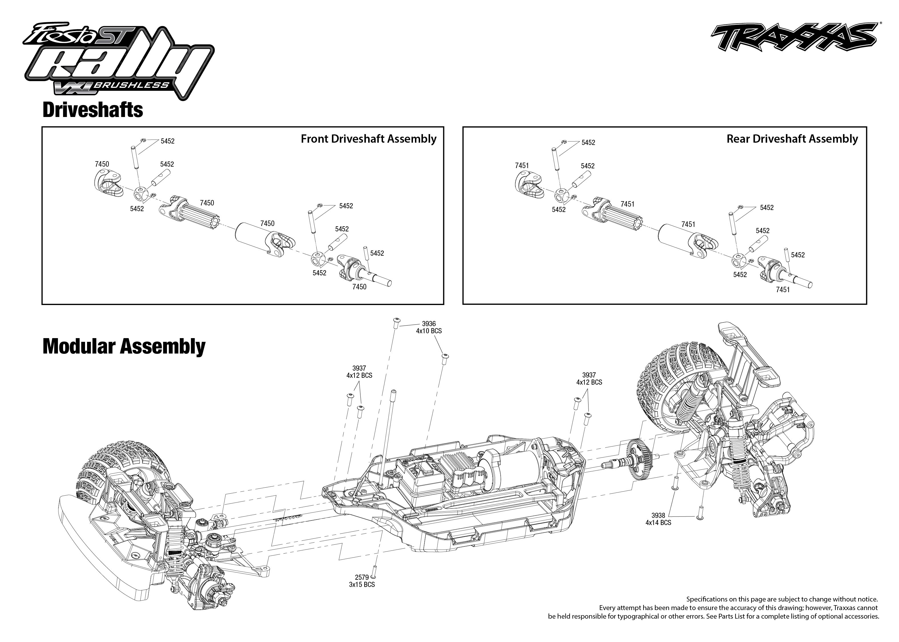 Traxxas Ford Fiesta ST Rally VXL (74276-4) Driveshafts Assembly Exploded View