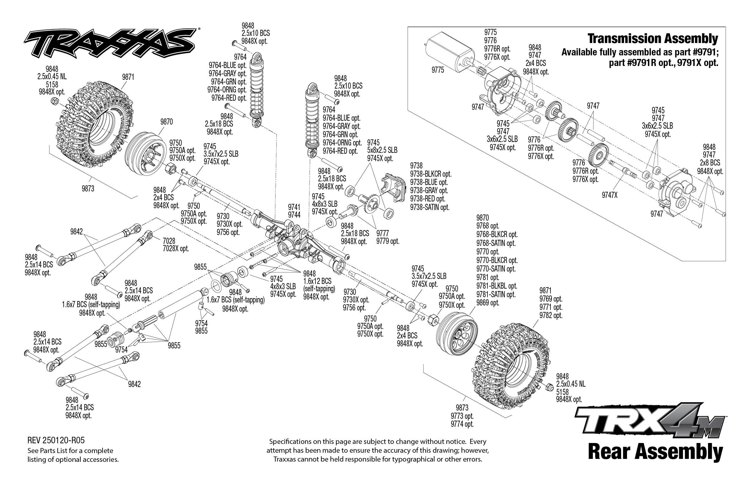 Traxxas TRX-4M Chevrolet K10 High Trail Edition (97064-1) Rear Assembly Exploded View