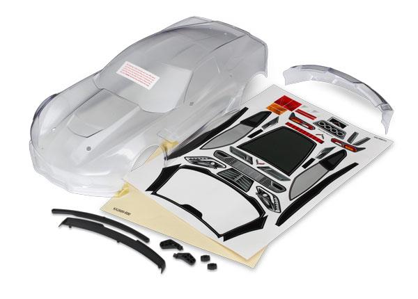 Traxxas Body, Chevrolet Corvette Z06 (clear, requires painting)/ decal sheet (includes side mirrors, spoiler, & mounting hardware)