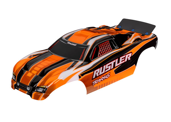 Traxxas Body, Rustler® 2WD (also fits Rustler® VXL), orange (painted, decals applied, assembled with wing)