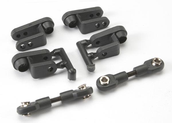 Traxxas Servo horns, steering, long (2), short (2)/ linkage, steering (3x20mm turnbuckle) (2)/ rod ends (short) (4)/ hollow balls (4)