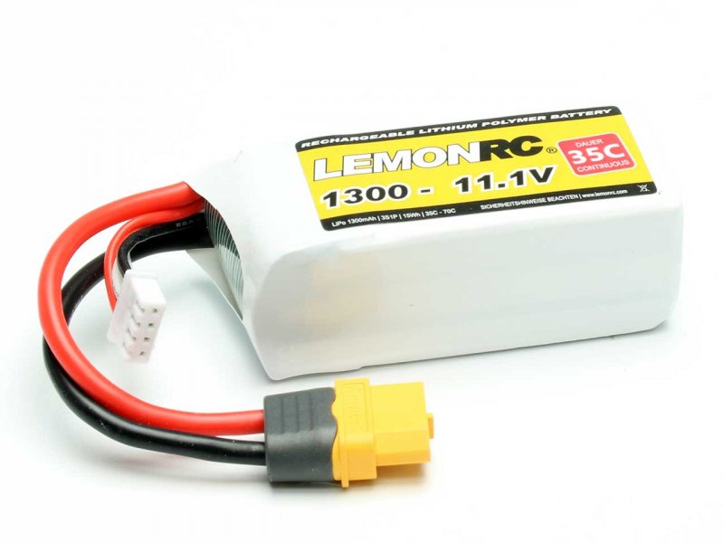 Lemon RC LiPo Accu 11.1 Volt 1300mAh 35C XH/XT60
