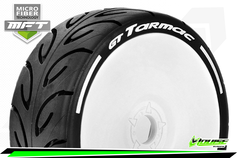 Louise RC MFT GT-TARMAC 1/8 Buggy Tire Set Mounted Super Soft White Wheels Hex 17mm (2)