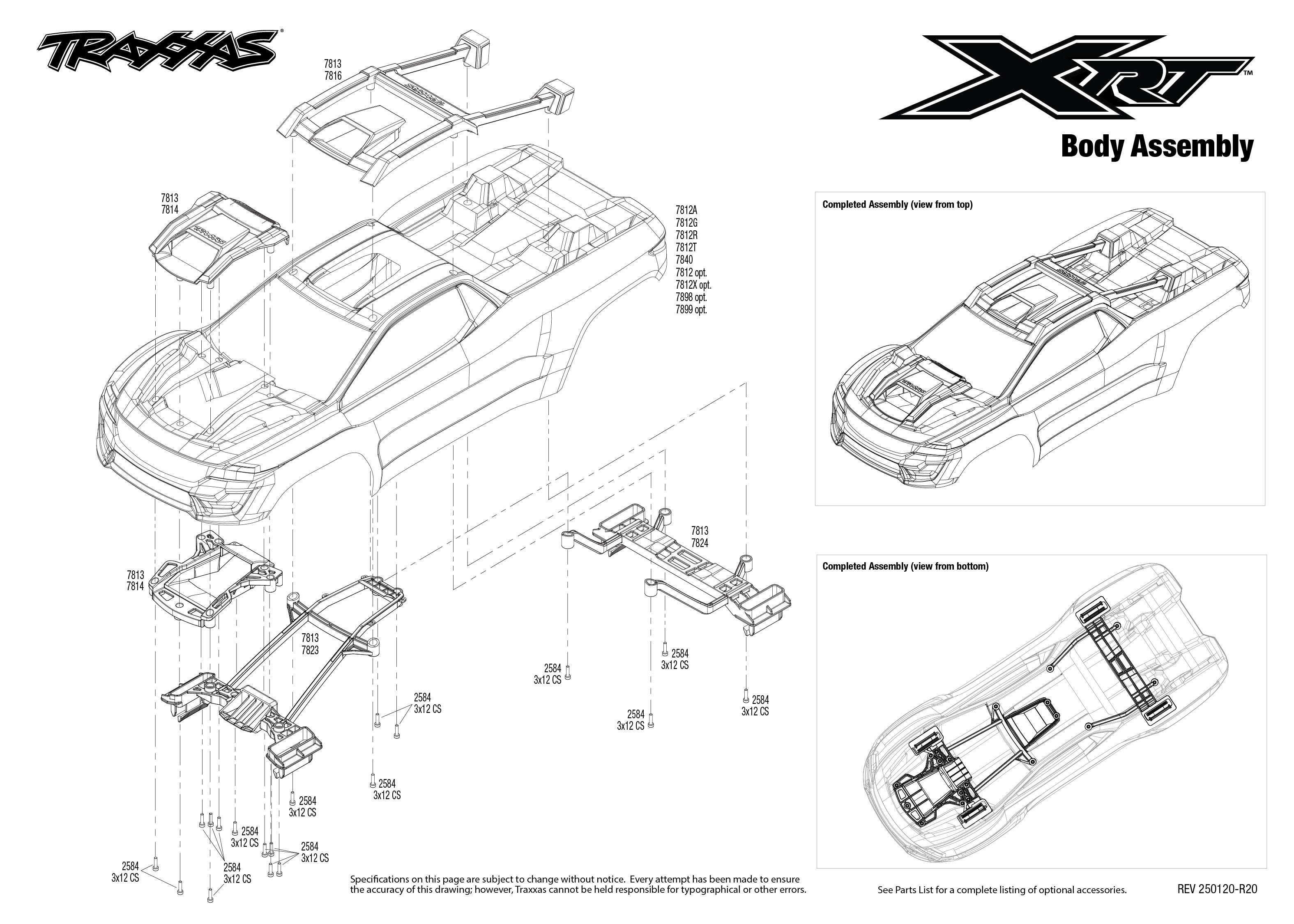 Traxxas XRT® (78086-4) Body Assembly Exploded View