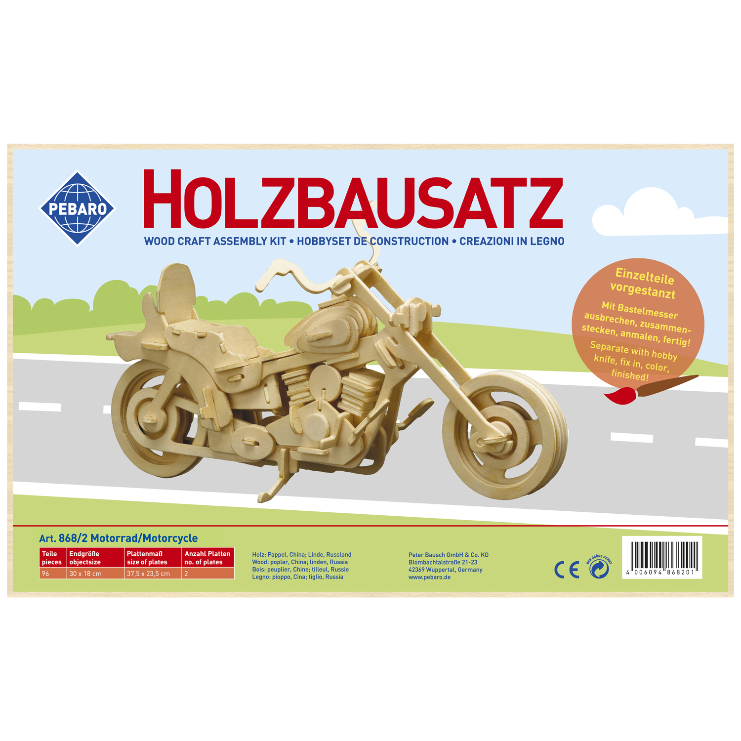 Pebaro Houten Bouwset Motorcycle