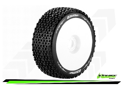 Louise RC  B-PIRATE 1/8 Buggy Tire Set Mounted Super Soft White Wheels Hex 17mm (2)
