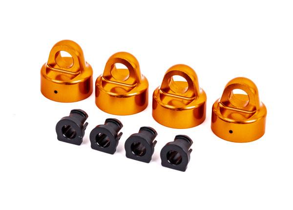 Traxxas Shock caps aluminum (orange-anodized) GTX shocks (4)/ spacers (4) (for Sledge)