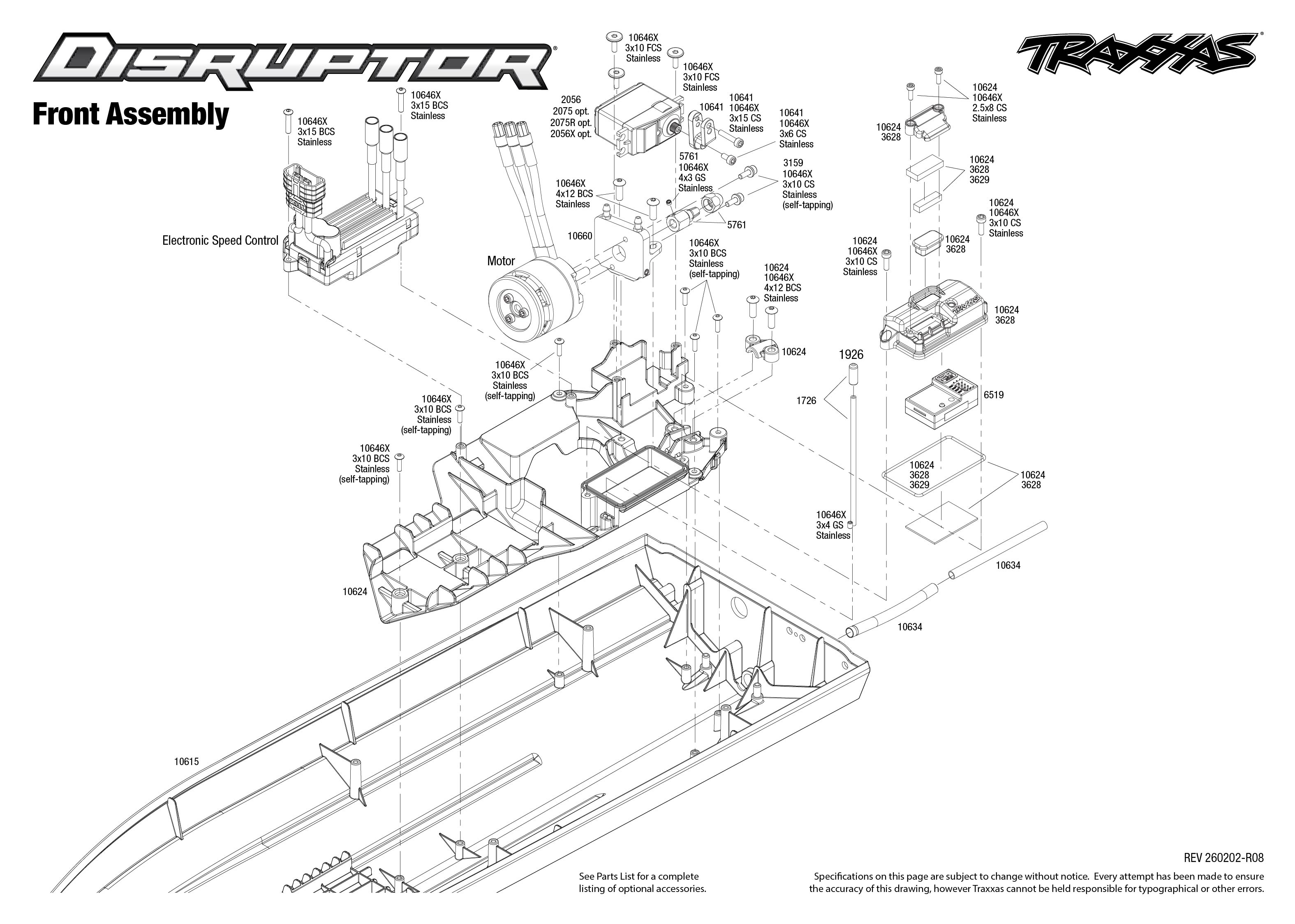 Traxxas Disruptor (106064-4) Front Assembly Exploded View