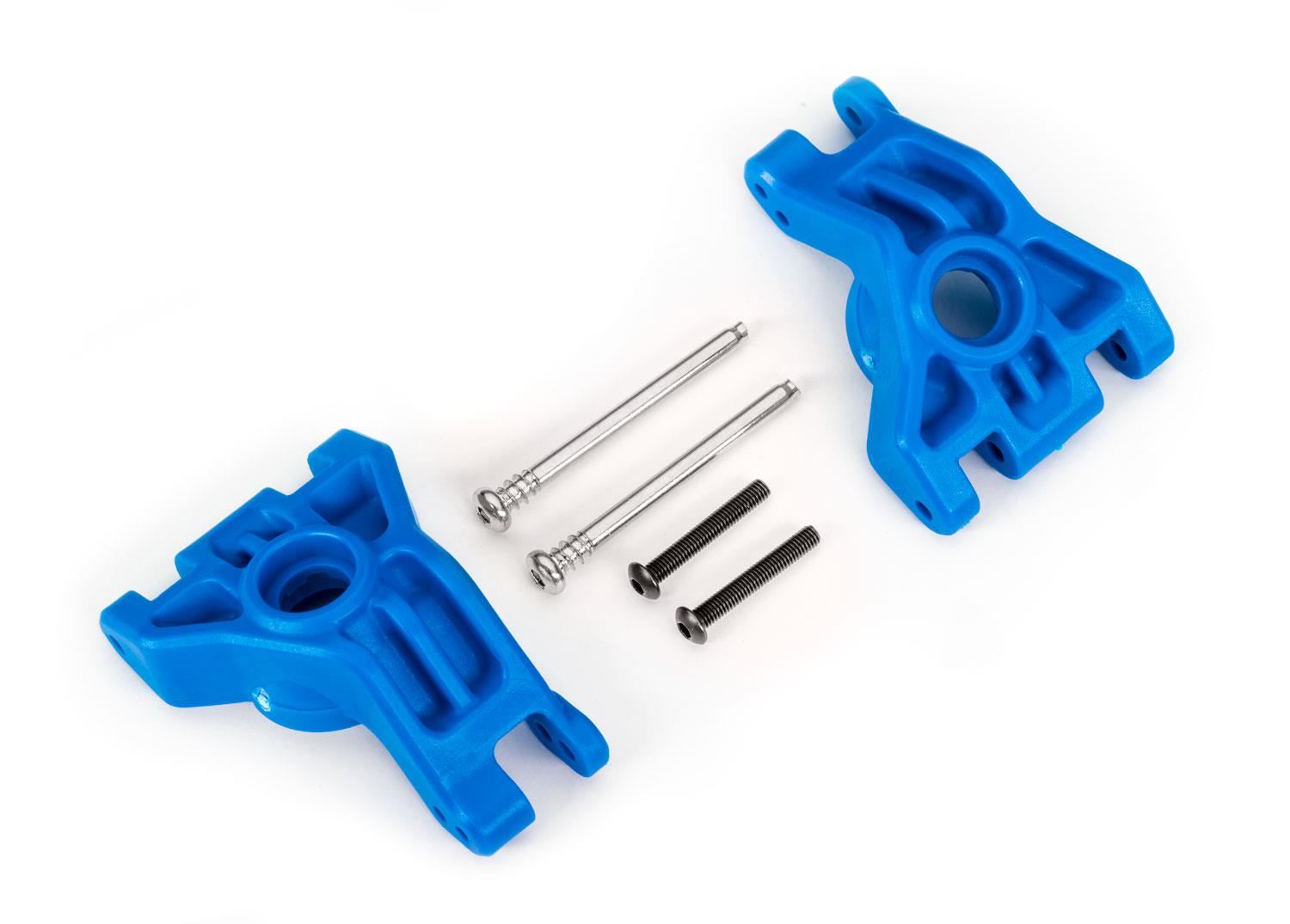 Traxxas Carriers stub axle rear extreme heavy duty blue (left & right)/ 3x41mm hinge pins (2)/ 3x20mm BCS (2) (for use with #9080 upgrade kit)