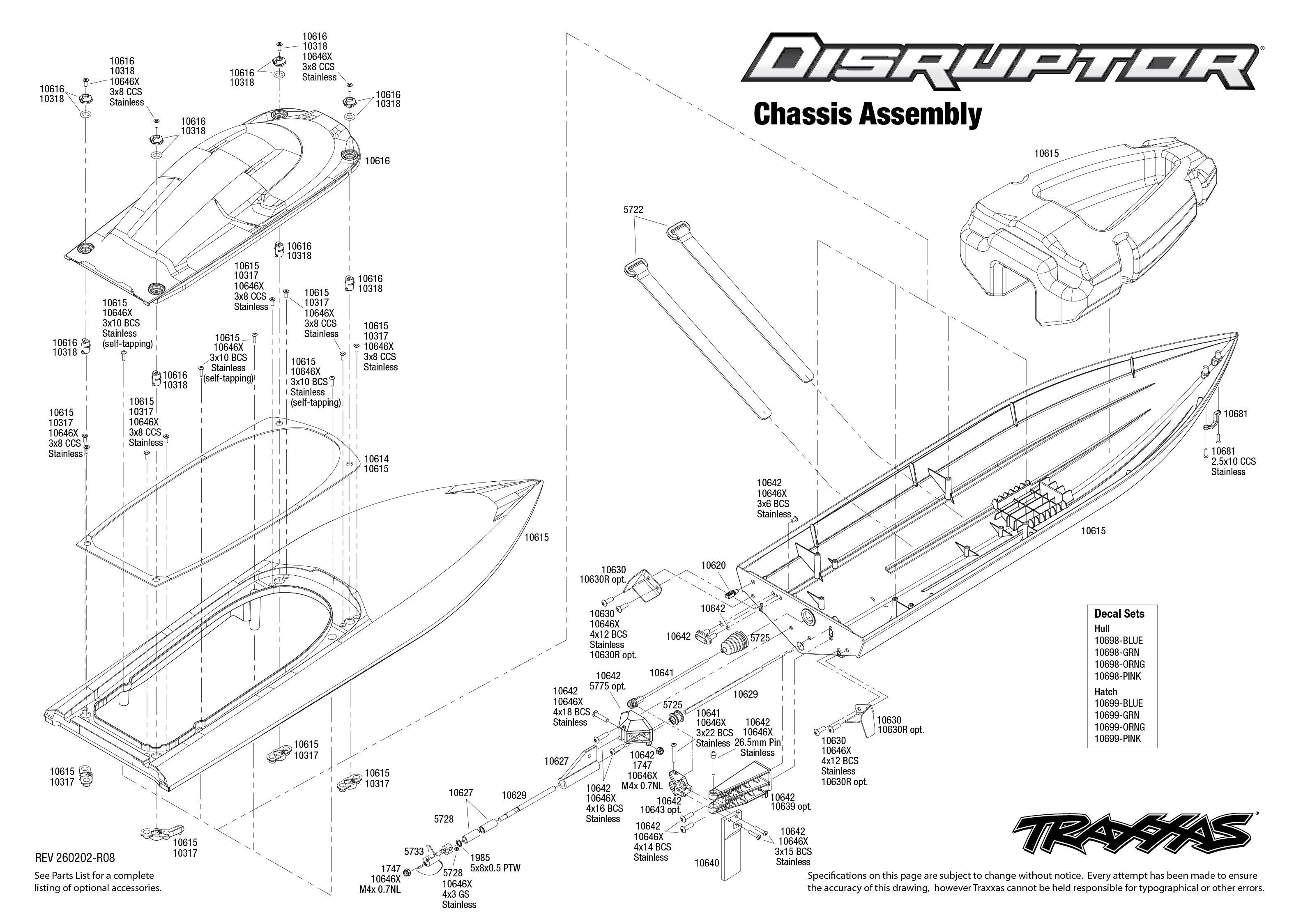 Traxxas Disruptor (106064-4) Chassis Assembly Exploded View