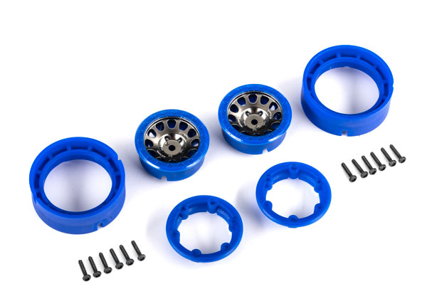 Traxxas Wheels, 1.0", Method Race Wheels® 105 Beadlock (satin black chrome with blue beadlock) (2)