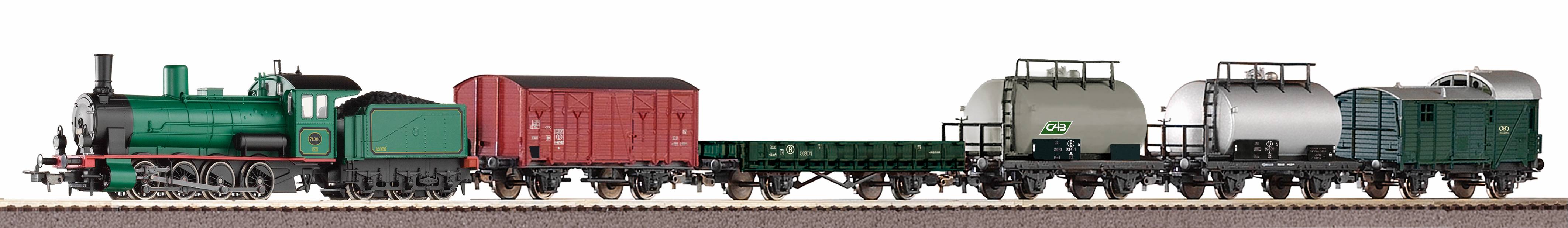 Piko Startset SNCB Rh 71 Stoomloc met 5 goederenwagons III H0