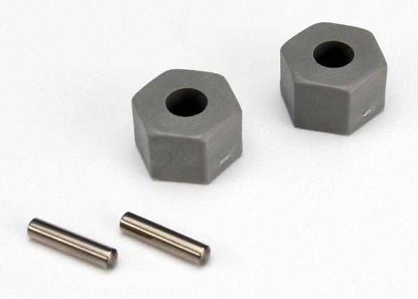 Traxxas Wheel hubs, hex (front) (tall offset) (2)/ axle pins (2.5x10mm) (2)