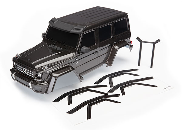 Traxxas Body, Mercedes-Benz® G 500®, complete (black) (includes rear body post, grille, side mirrors, door handles, windshield wipers)