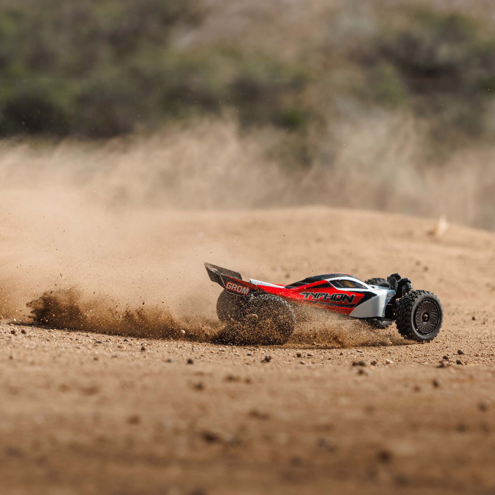 Arrma TYPHON GROM MEGA 380 Brushed 4X4 Small Scale Buggy RTR with Battery & Charger Red/White 1/18