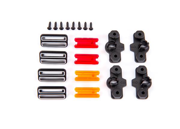 Traxxas Marker light housing (4)/ marker light mount (4)/ marker light lens (red (2) amber (2))/ reverse lens (left & right)/ 1.6x5 BCS (self-tapping) (8)