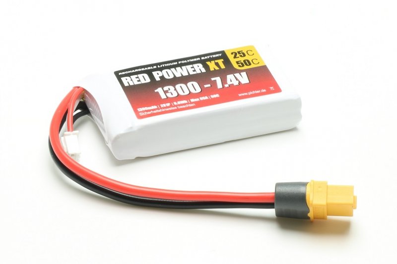 Red Power XT LiPo Accu 7.4 Volt 1300mAh XT60/XH