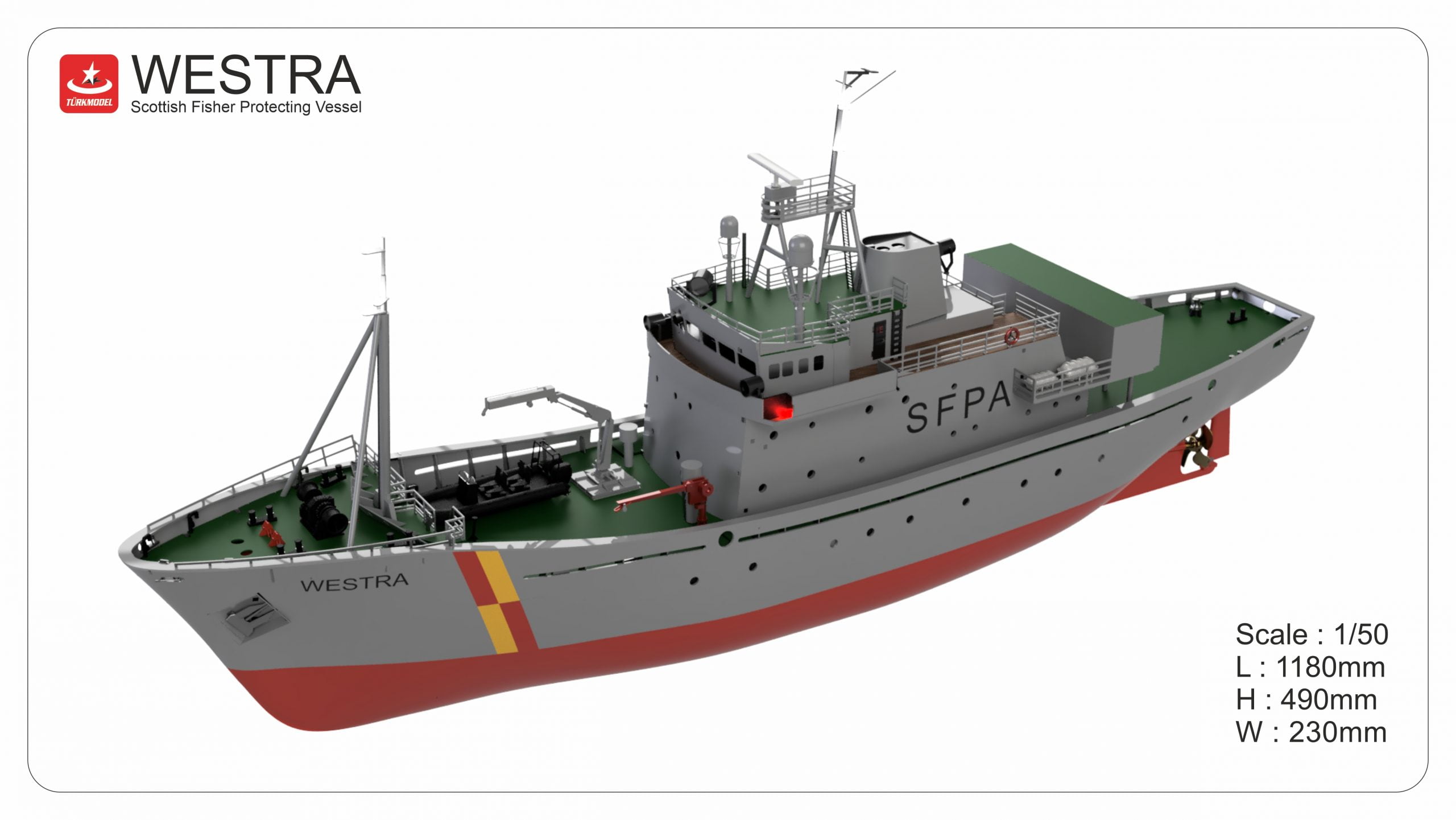 Turk Model FBV WESTRA- R/C "Schots vissers bescherming vaartuig" 1/50