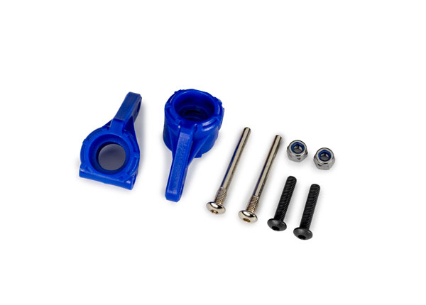 Traxxas Steering blocks, extreme heavy duty, blue(left & right)/ 3x26mm hinge pins (2)/ 3x15mm BCS (2) (for use with #9180, 9181, 9182 upgrade kit)