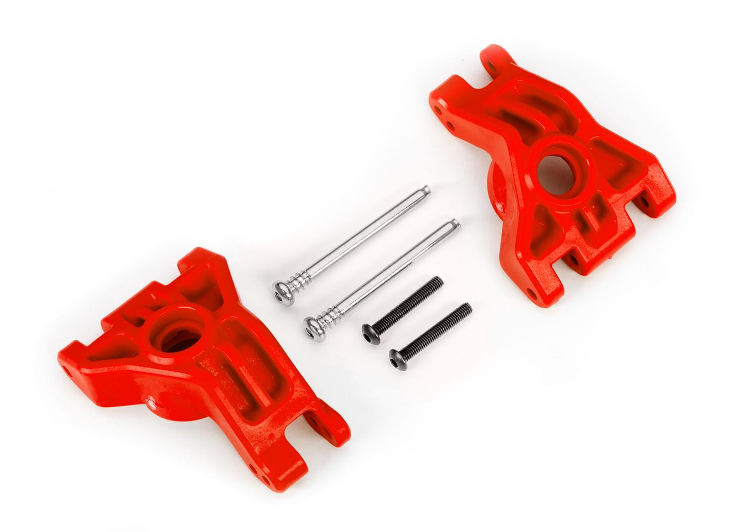 Traxxas Carriers stub axle rear extreme heavy duty red (left & right)/ 3x41mm hinge pins (2)/ 3x20mm BCS (2) (for use with #9080 upgrade kit)