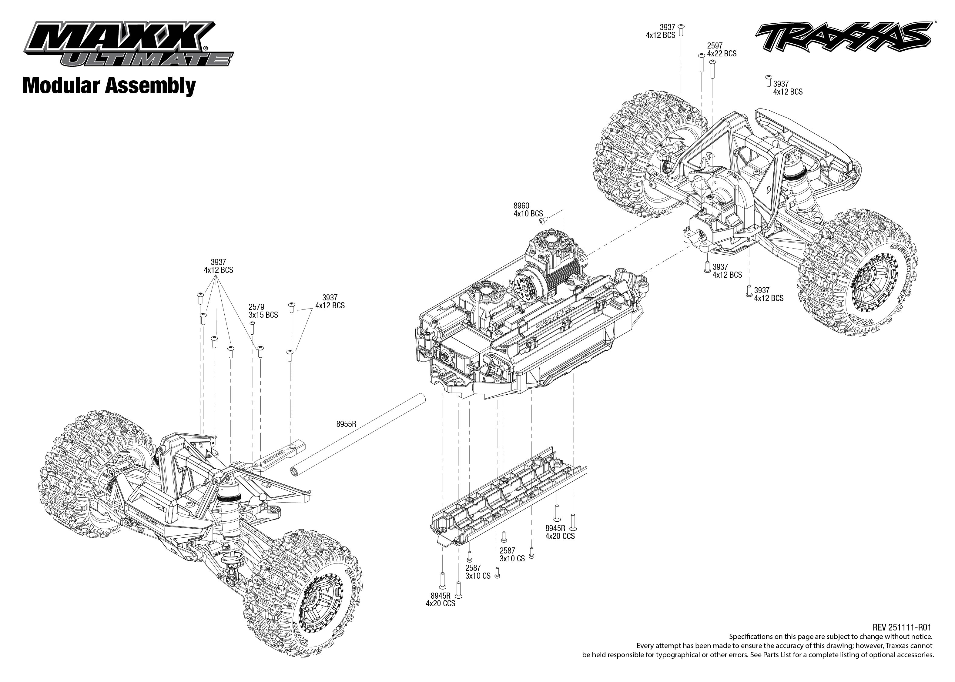Traxxas Maxx Ultimate (89087-4) Modular Assembly Exploded View