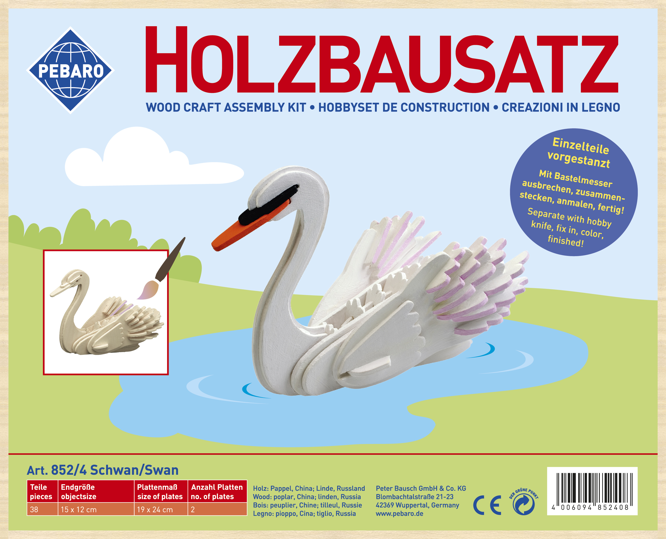 Pebaro Houten Bouwset Zwaan