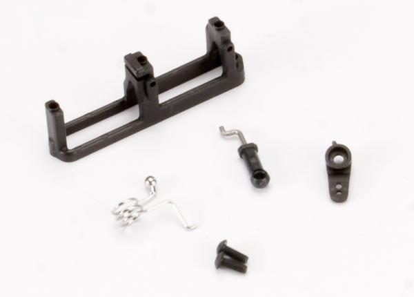 Traxxas Linkage, shift (includes: ball collar, spring, ball cup, servo horn, linkage wire)/ shift servo mount/ 3x8mm BCS (2), 3x6 flat-head