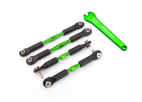 Traxxas Turnbuckles aluminum (green-anodized) camber links front 39mm (2) rear 49mm (2) (assembled w/rod ends & hollow balls)/ wrench