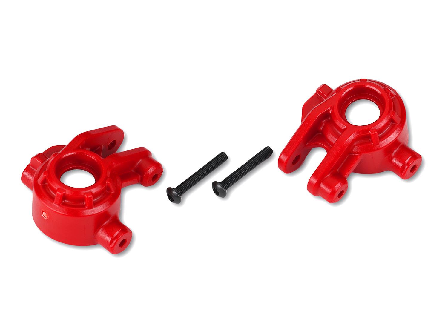 Traxxas Steering blocks extreme heavy duty red (left & right)/ 3x20mm BCS (2) (for use with #9080 upgrade kit)