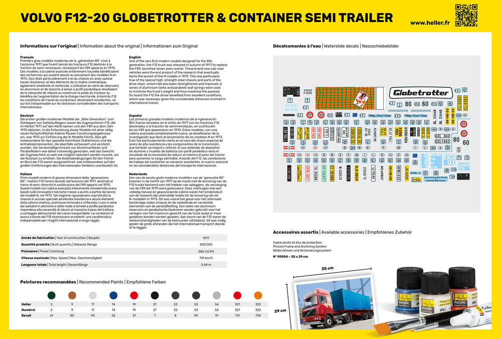 Heller Volvo F12 -20 Globetrotter & Container Semi Trailer 1/32