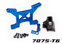 Traxxas Shock tower front 7075-T6 aluminum (blue-anodized) (1)/ body mount bracket (1)