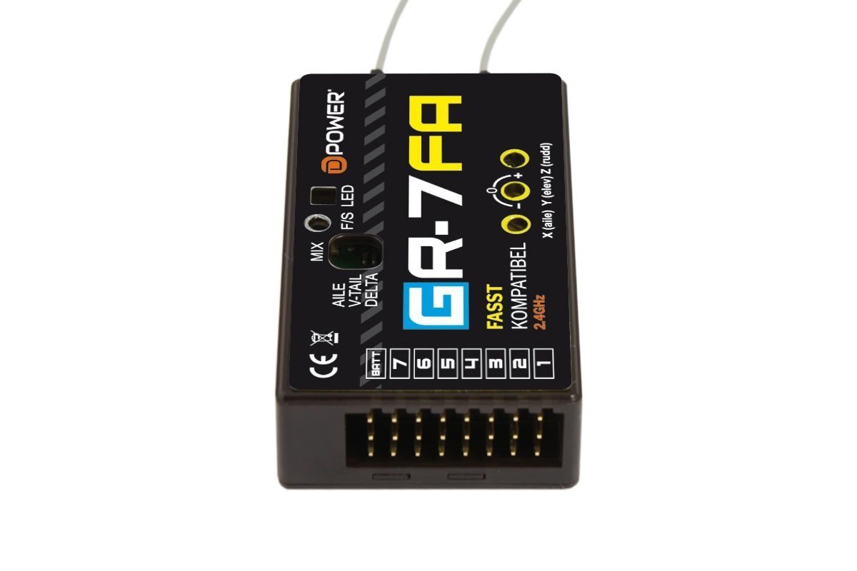 D-Power GR-7FA 2.4GHz ontvanger met 3X Gyro FASST compatibel
