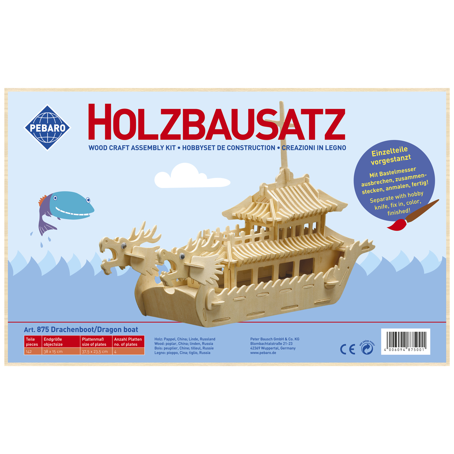 Pebaro Houten Bouwset Drakenboot
