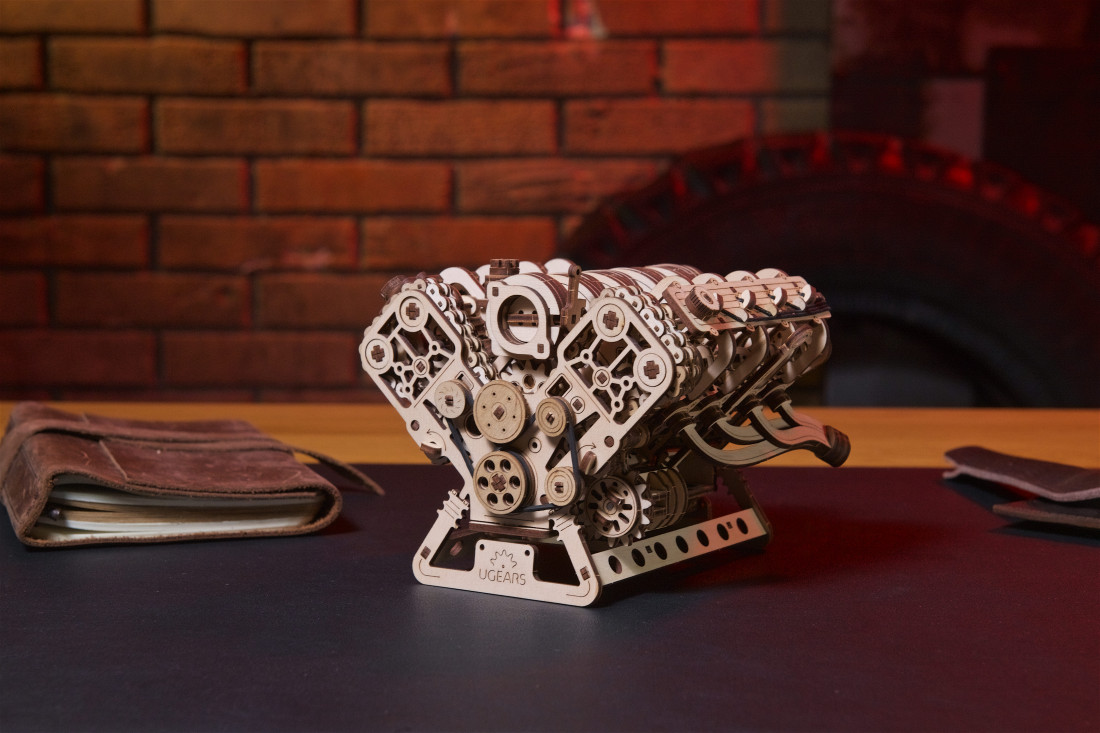 U-Gears V8 Motor mechanisch houten bouwpakket