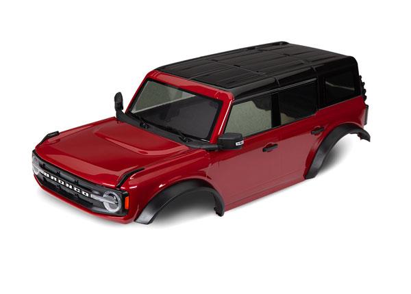 Traxxas Body Ford Bronco (2021) complete red (painted) (includes grille side mirrors door handles fender flares windshield wipers spare tire mount & clipless mounting) (requires #8080X inner fenders)