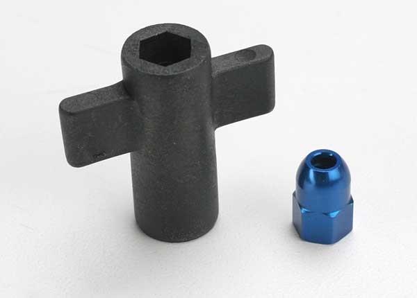 Traxxas Antenna crimp nut, aluminum (blue-anodized)/ antenna nut tool