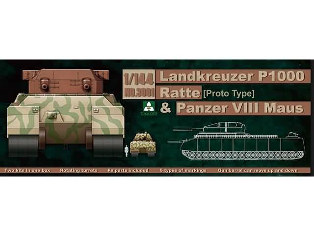 Takom Landkreuzer P1000 Ratte & Panzer VII Maus 1/144