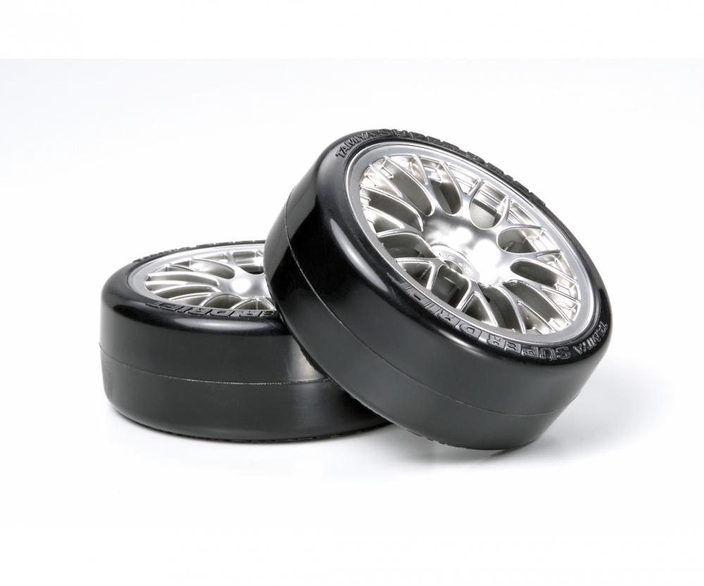Tamiya Chrome Mesh Wheel w/ Super Drift Tire 1/10 (2)