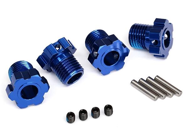 Traxxas Wheel hubs splined 17mm (blue-anodized) (4)/ 4x5 GS (4) 3x14mm pin (4)